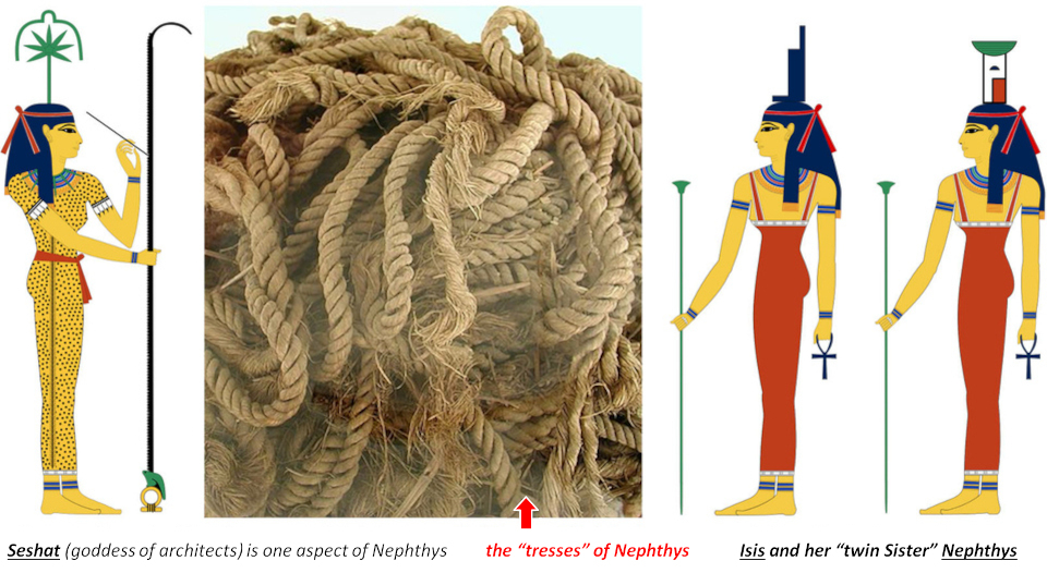 Osiris myth isis and nephthys magical braids plaits twin sisters ceremony of stretching the cord tresses seshat underworld duat